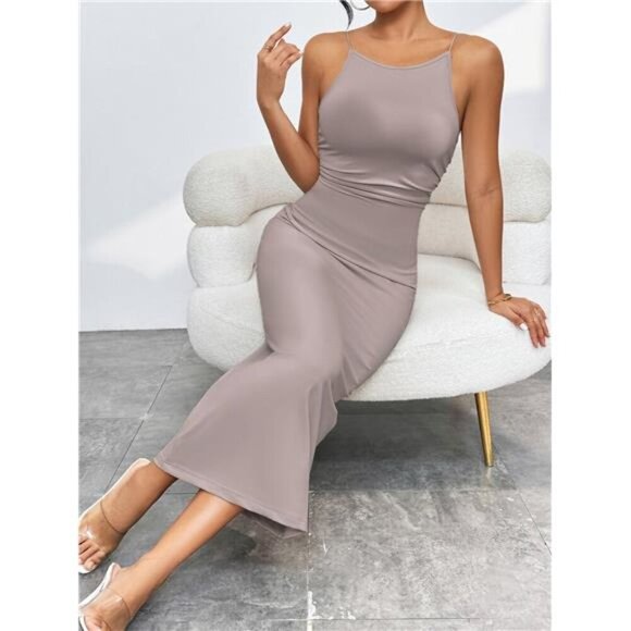 Spaghetti Straps Midi Bodycon Dress - Picture 14 of 16